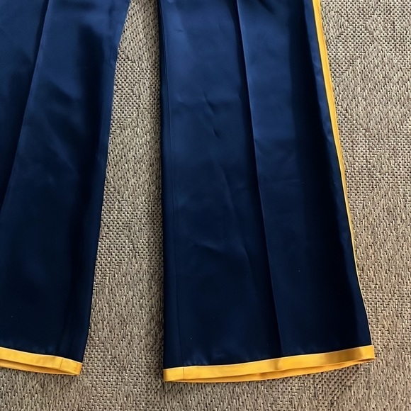 Gucci Heavy Satin Women’s Trousers Navy with Gold Stripe - Picture 3 of 17